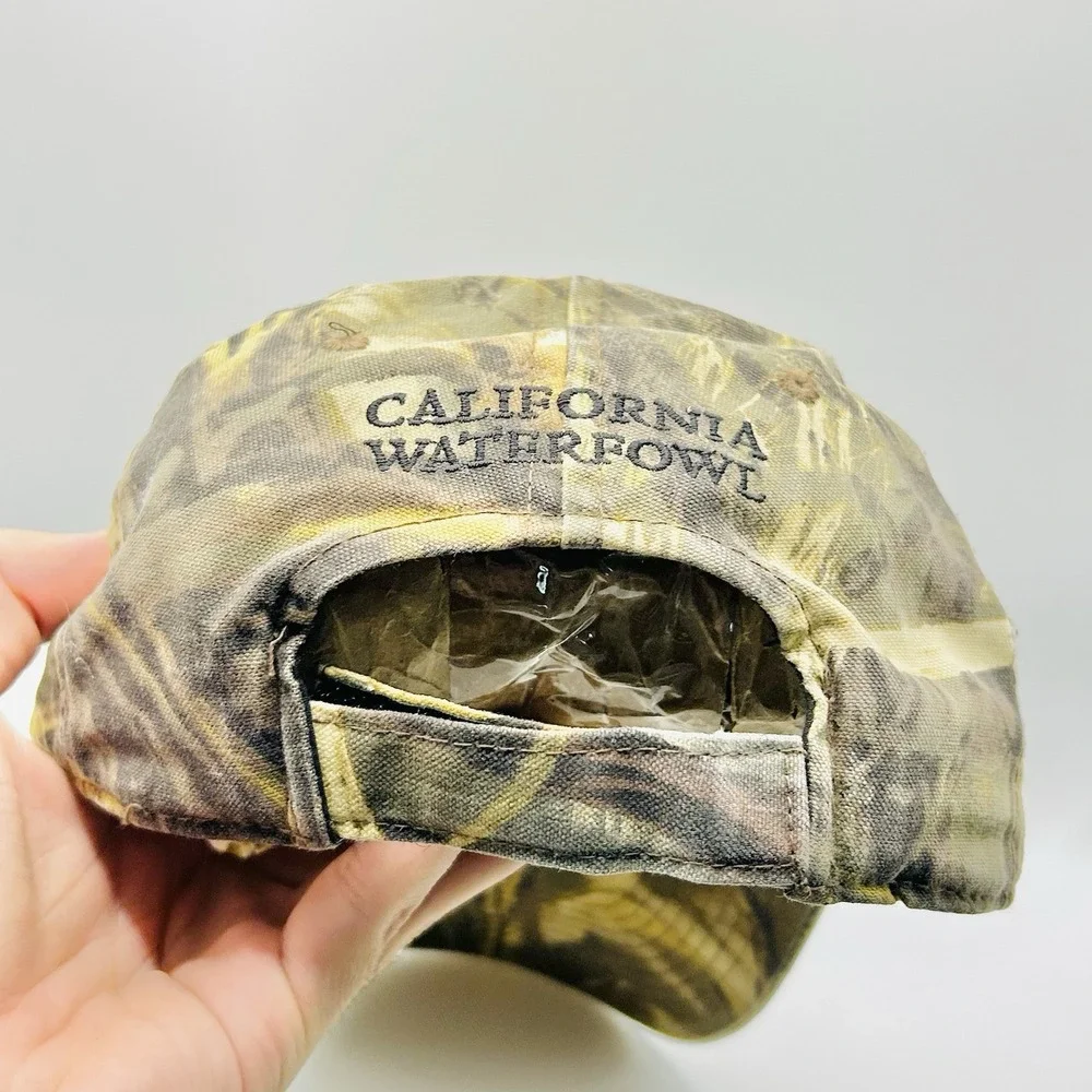 California Waterfowl Duck Mallard Camo Hat Cap Adjustable Strapback Brown Hiking
